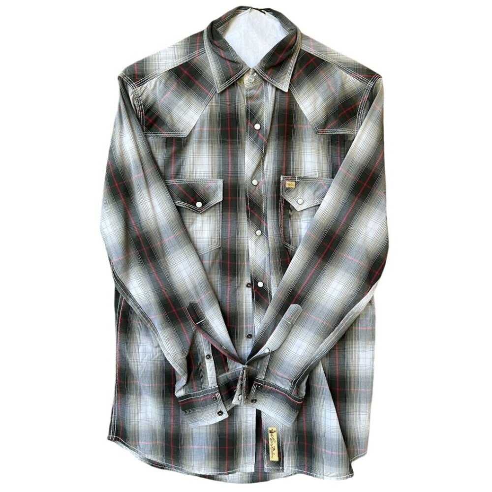 Larry Mahan Size‎ Small Cowboy Collection Mens Western Plaid Shirt Pearl Snaps